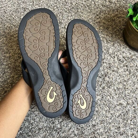 OluKai Ohana Women's Size 11 Flip Flop Thong Sandals Black Comfort - Picture 3 of 6